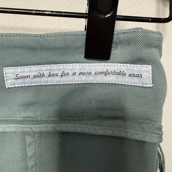 Peserico Sage Green Pleated Wide Leg Gaberdine Tan Silver Hardware Belted Pants - Picture 14 of 16